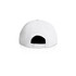 A white cap featuring a back strap and ventilation holes, with a small logo on the side.