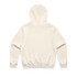 A cream-coloured hoodie with a hood and long sleeves, featuring a waistband. It has a logo at the back.