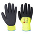 A pair of black and high-visibility yellow gloves with a fitted wrist and a logo. Suitable for cold weather.