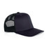 A black Mesh Contrast Trucker Cap with a solid front and mesh back, featuring an adjustable snap closure.