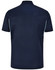 A navy blue polo shirt featuring contrast detailing on the sides and a logo on the chest.