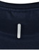 A navy blue short-sleeve performance tee featuring a logo on the back collar.