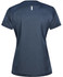 A dark navy ladies' ultra lightweight performance short-sleeve tee with a back detail and a logo.