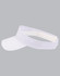 A white visor with a wide brim and a contrasting band. The design includes a logo.