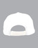 A white cap with a contrasting back adjuster and a logo on the side.