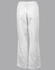 White chef's pants with an elastic waistband and a back pocket. The trousers feature a straight-leg design.