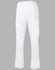 Men's functional chef pants in white, featuring an elastic waistband and side pockets. The design includes a logo.