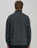 A grey 1/2 zip collar fleecy jumper with a relaxed fit, featuring a branded logo on the back.