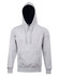 Adult's contrast fleecy hoodie in light grey with a dark hood and front pocket, featuring a logo on the front.