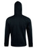 A black men's full zip contrast fleece hoodie with a hood, featuring a logo on the back.
