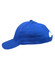 A blue brushed cotton cap with a curved brim and an adjustable strap at the back. It features a logo.
