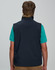 A men's softshell hi-tech vest in navy, featuring a back view with a logo.