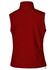 A red ladies' softshell vest featuring a high collar and a fitted design, with a logo on the back.