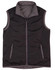 A black and grey versatile vest with a zip front, featuring side pockets and a high collar.