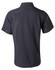 A dark grey short sleeve shirt with a back yoke and a logo. Designed for comfort and breathability.
