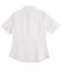 A short-sleeved women's oxford shirt in white, featuring a classic button-up design and a logo.