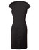 A fitted black wool blend dress with cap sleeves and a back zipper. The dress features tailored seams and a sleek silhouette.