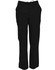 Men's solid black scrub pants with two side pockets and a tie waistband, featuring a logo on the back.