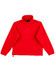 A red unisex polar fleece jumper with long sleeves and a zippered neck. It features a logo on the chest.