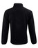 A black adult's half zip polar fleece pullover featuring long sleeves and a high collar, with a logo on the back.