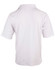 A white short-sleeved polo shirt with a collar, featuring a logo on the back.