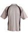 A men's polo shirt in grey with black accents, featuring a collar and short sleeves, and includes a logo.