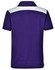 A purple polo shirt featuring a white stripe on the back and a logo on the side.