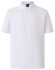 A white men's polo shirt featuring a collar and short sleeves, with a brand logo on the neckline.