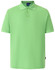 A green men's polo shirt featuring a collar and three buttons, with a logo on the side.
