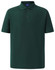 A green men's polo shirt featuring a collar, short sleeves, and a logo on the chest area.