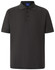 A grey men's polo shirt featuring a collar, short sleeves, and a three-button placket. It includes a logo.