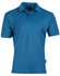 A men's polo shirt in a vibrant shade of blue, featuring a collar and a logo.