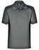 A grey kids' polo shirt with black contrast panels and a collar, featuring a logo on the upper area.