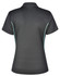 A black polo shirt with short sleeves featuring a contrast turquoise trim and a logo on the back.