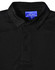 A black men's bamboo charcoal polo shirt with a collared neckline and buttons, featuring a brand logo.
