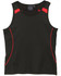 A dark green singlet featuring red accents and a logo on the upper part.