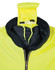 A bright yellow Hi-Vis two-tone flying jacket featuring a black trim and an adjustable hood.