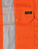 An orange work shirt featuring silver reflective strips and a chest pocket with a logo.
