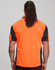 An orange and navy polo shirt with a logo, featuring a mini waffle texture and short sleeves.