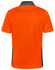 An orange short-sleeved polo shirt with black accents and a logo. It's made from bamboo charcoal fabric.