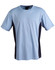 A light blue short sleeve tee with black contrast panels and a logo on the upper front.