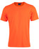 An orange Men's Cooldry Stretch Tee featuring a short-sleeve design and a logo at the neckline.