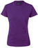 A purple ladies' cotton semi-fitted tee with a crew neckline and short sleeves. It features a brand logo.