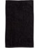 A black golf towel measuring 38 x 65 cm, featuring a brand logo. Soft and absorbent.