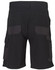 A pair of black cargo work shorts featuring multiple pockets and reinforced sections on the back.