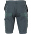 A pair of green cargo shorts with multiple pockets and a waistband, featuring a logo.