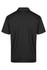 A black men's polo shirt featuring a classic collar and short sleeves, with a logo present on the design.