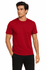 A red men's t-shirt featuring a classic crew neck design and a simple logo.