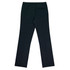 A pair of women's black trousers featuring a straight leg design and a back pocket, with a logo present.