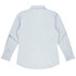 A long-sleeve button-up shirt in light blue, featuring a classic collar and buttoned cuffs. Includes a logo.